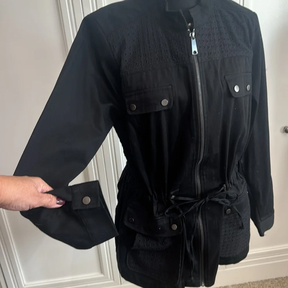 Black Utility Jacket Cotton Eyelet‎ - Picture 7 of 11